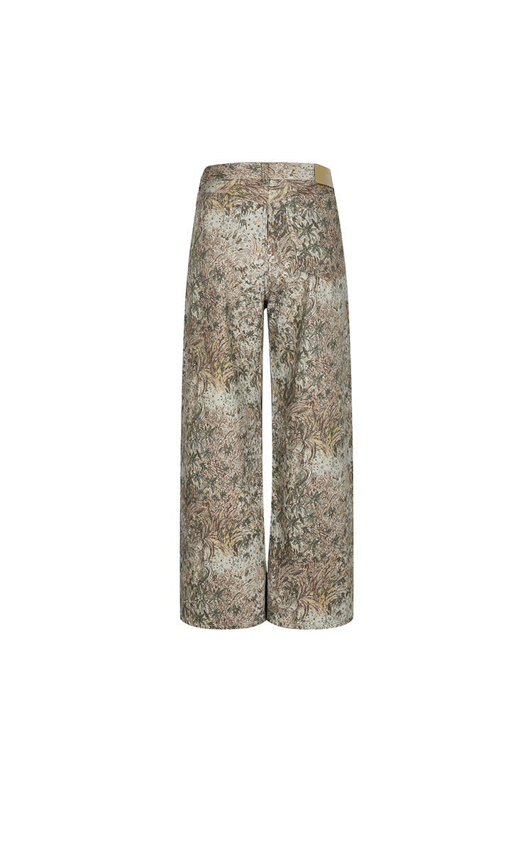 Pants / JNBY Wide-Leg Printed Denim Trousers