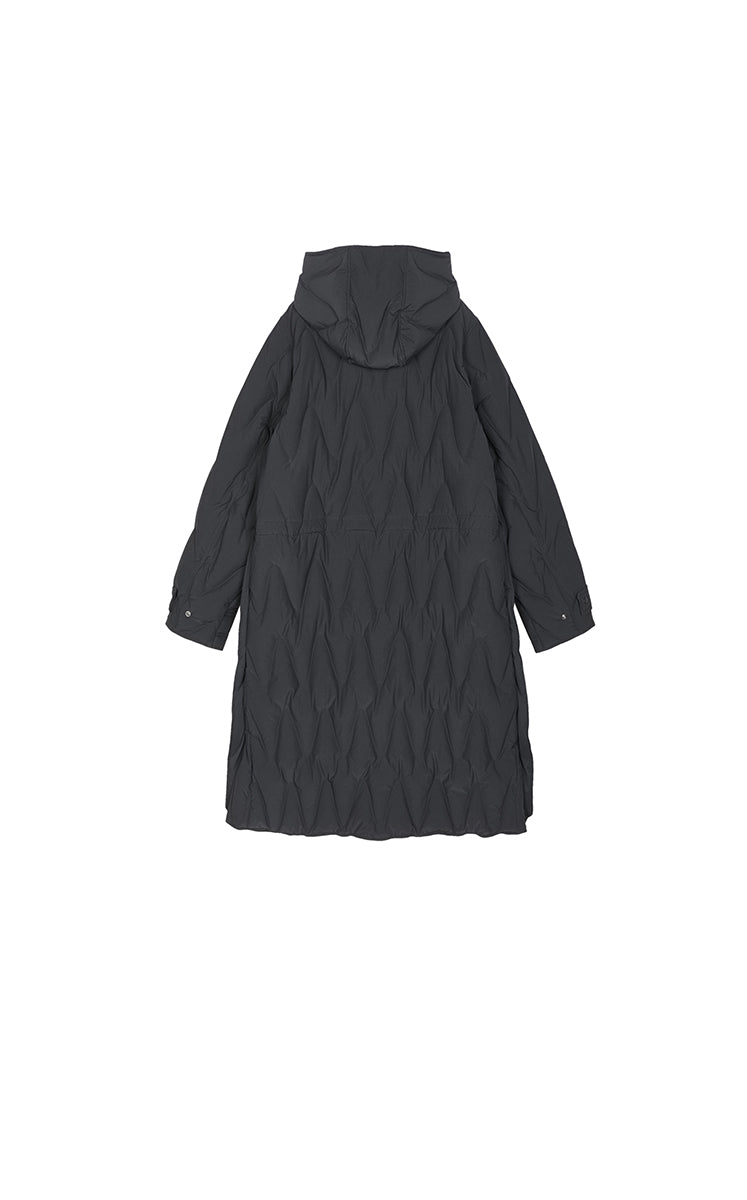Down Coat / JNBY Wavy Quilted Long Hooded Down Coat