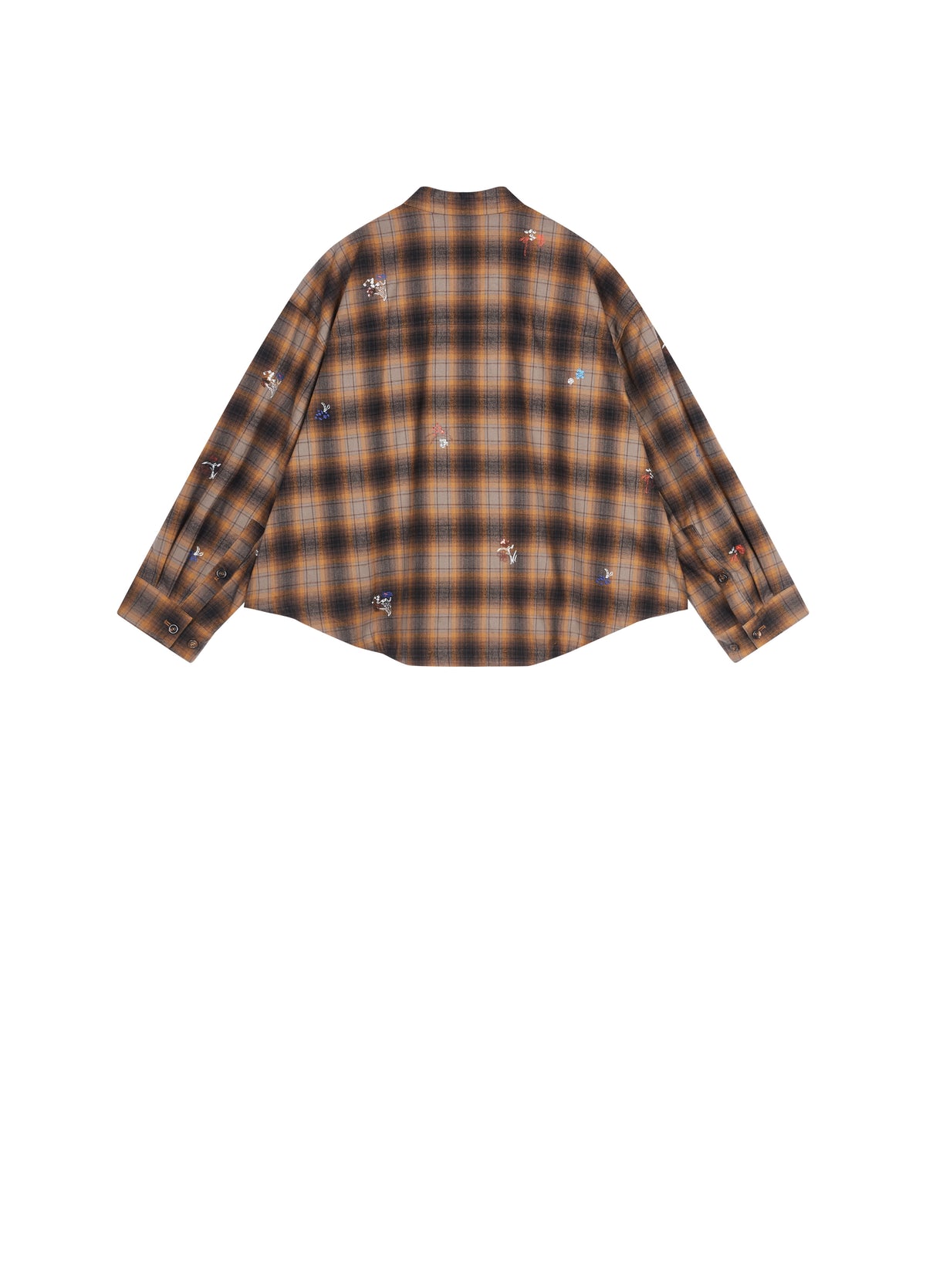 Shirt / JNBY Oversized Cotton Plaid Shirt with Embroidery