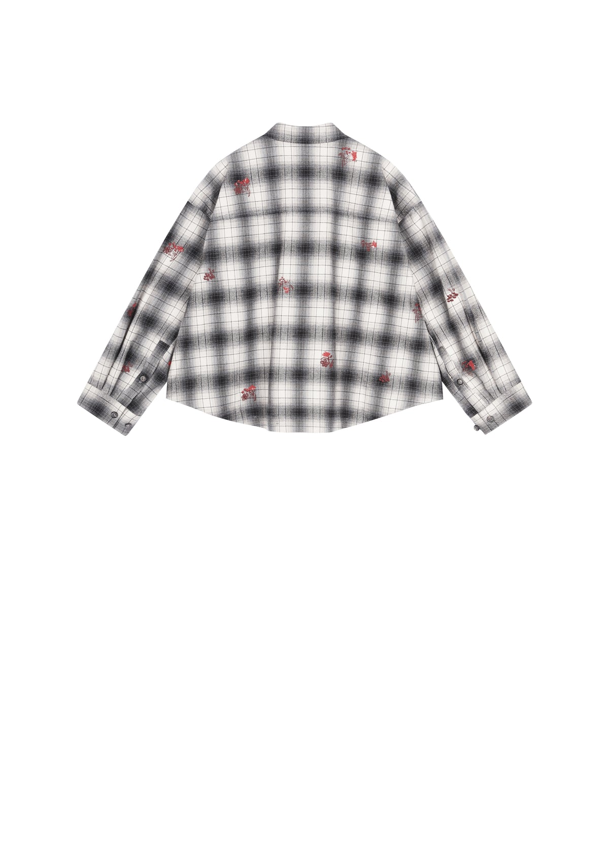 Shirt / JNBY Oversized Cotton Plaid Shirt with Embroidery
