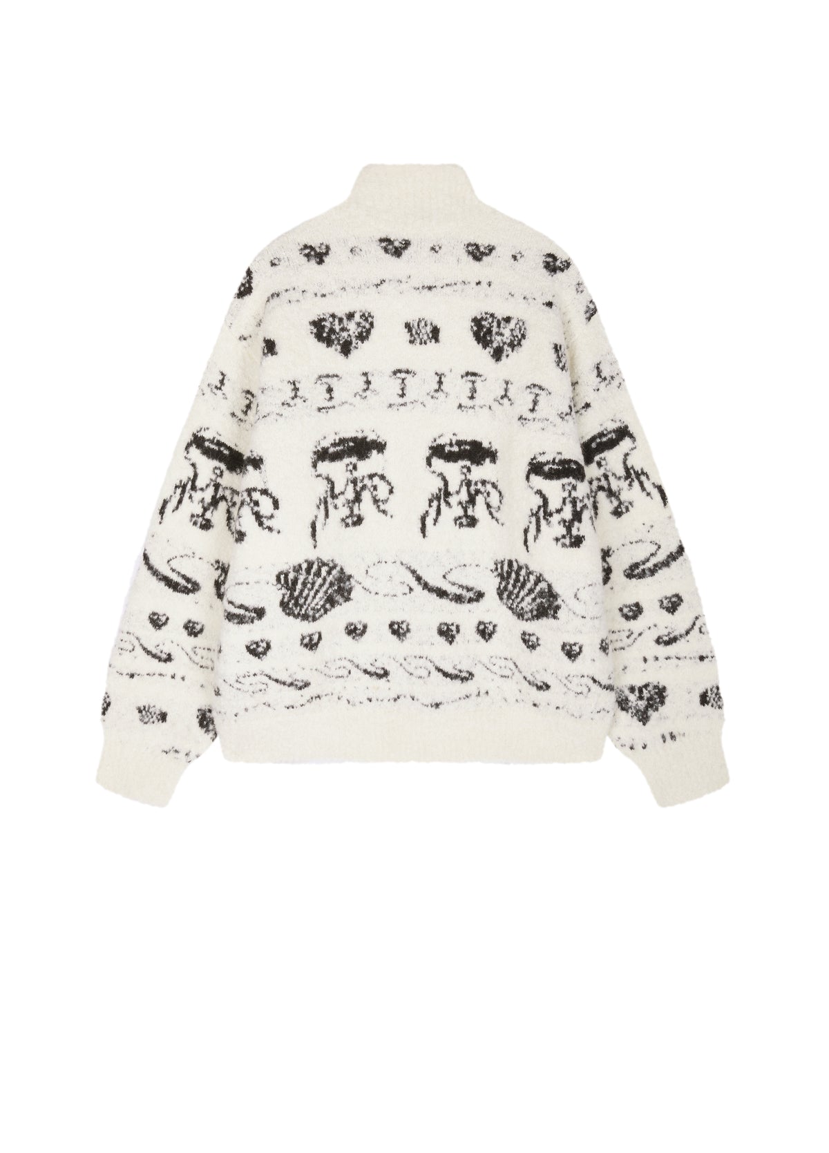 Cardigan / JNBY Alpaca Blend Jacquard Open Front Sweater