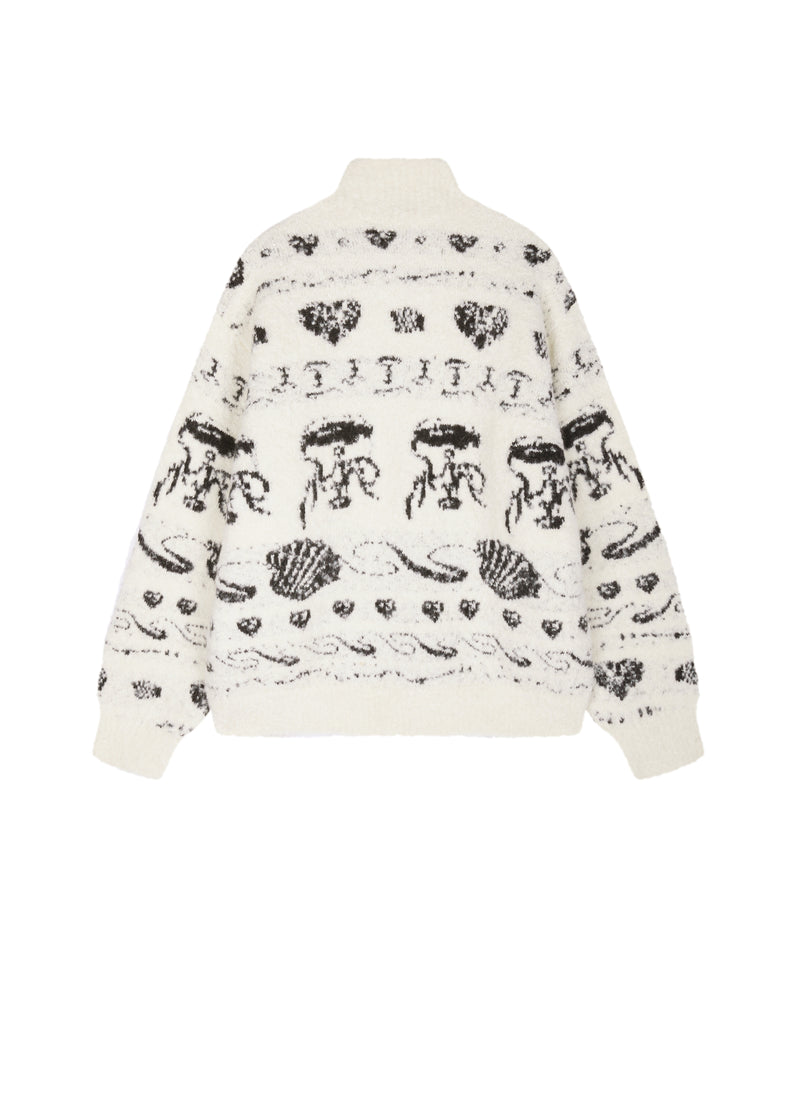 Cardigan / JNBY Alpaca Blend Jacquard Open Front Sweater