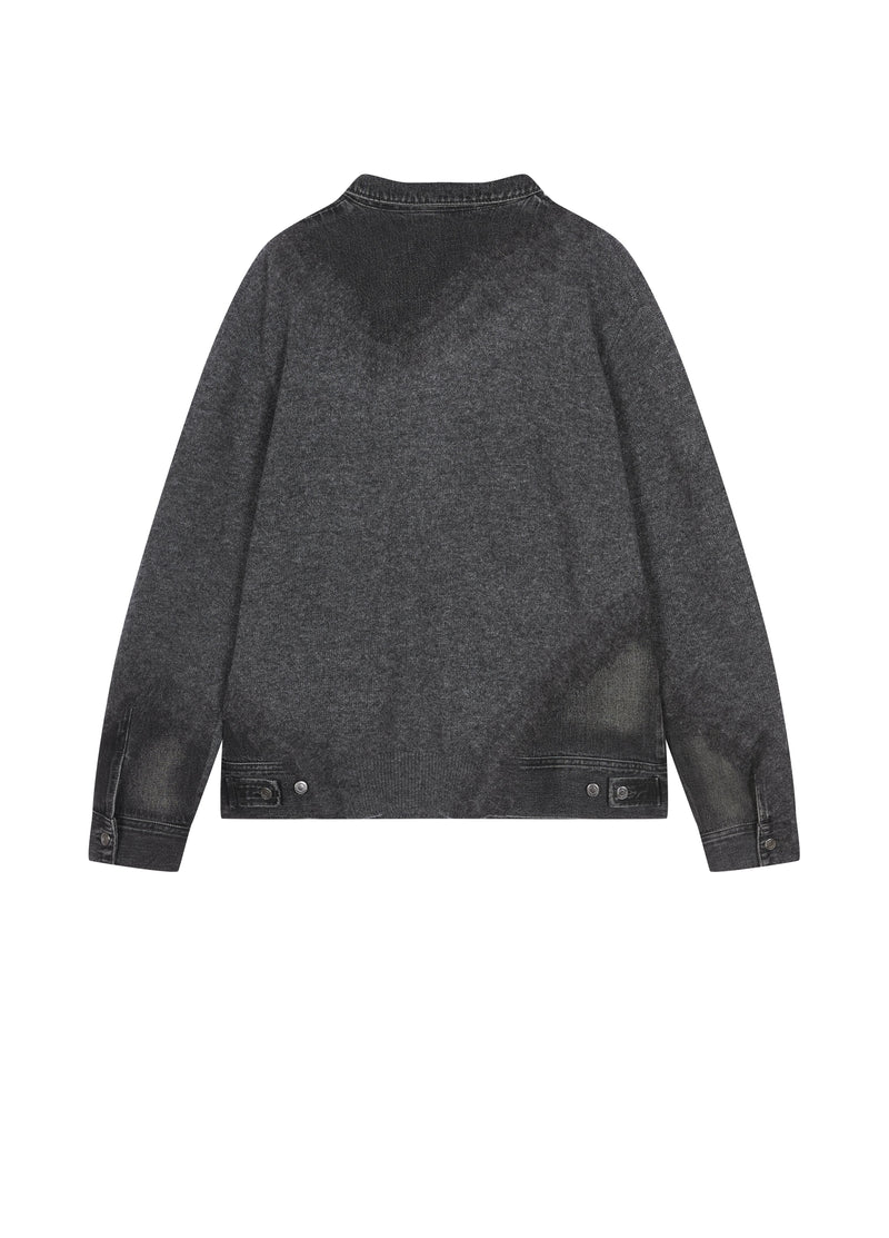 Cardigan / JNBY Wool Yak Blend Denim Patchwork