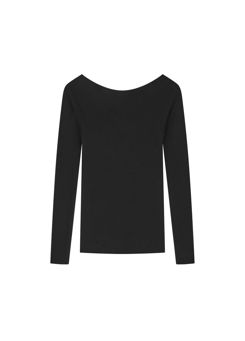 Sweater / JNBY Merino Wool Ribbed Boat Neck Pullover