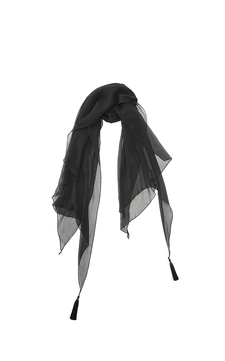 Scarf / JNBY Fringed Silk Scarf Black M