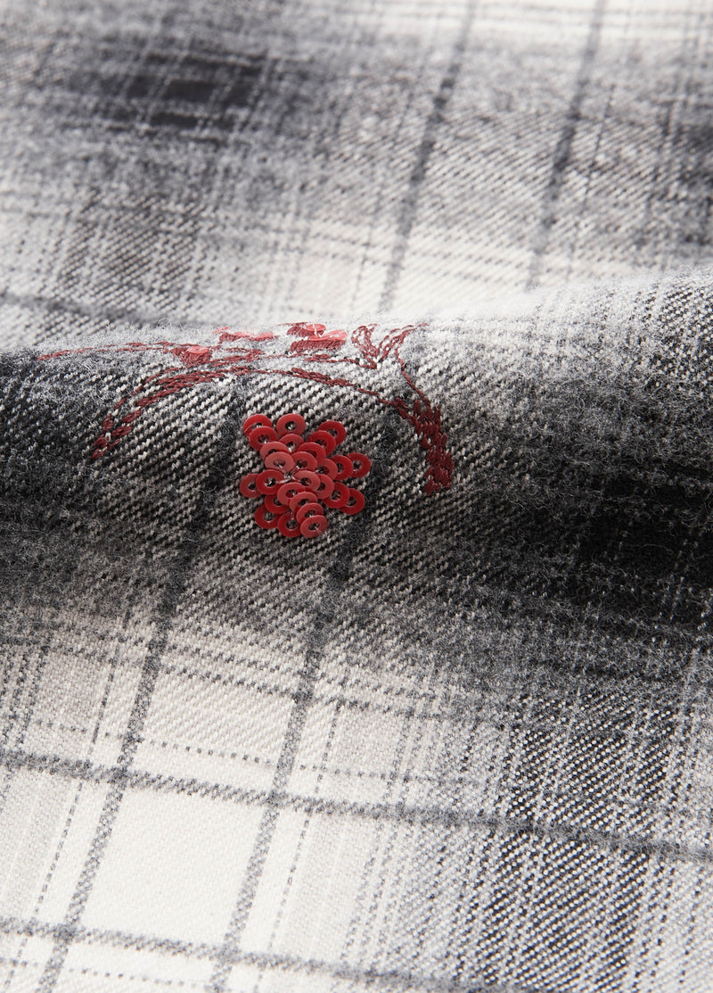 Shirt / JNBY Oversized Cotton Plaid Shirt with Embroidery