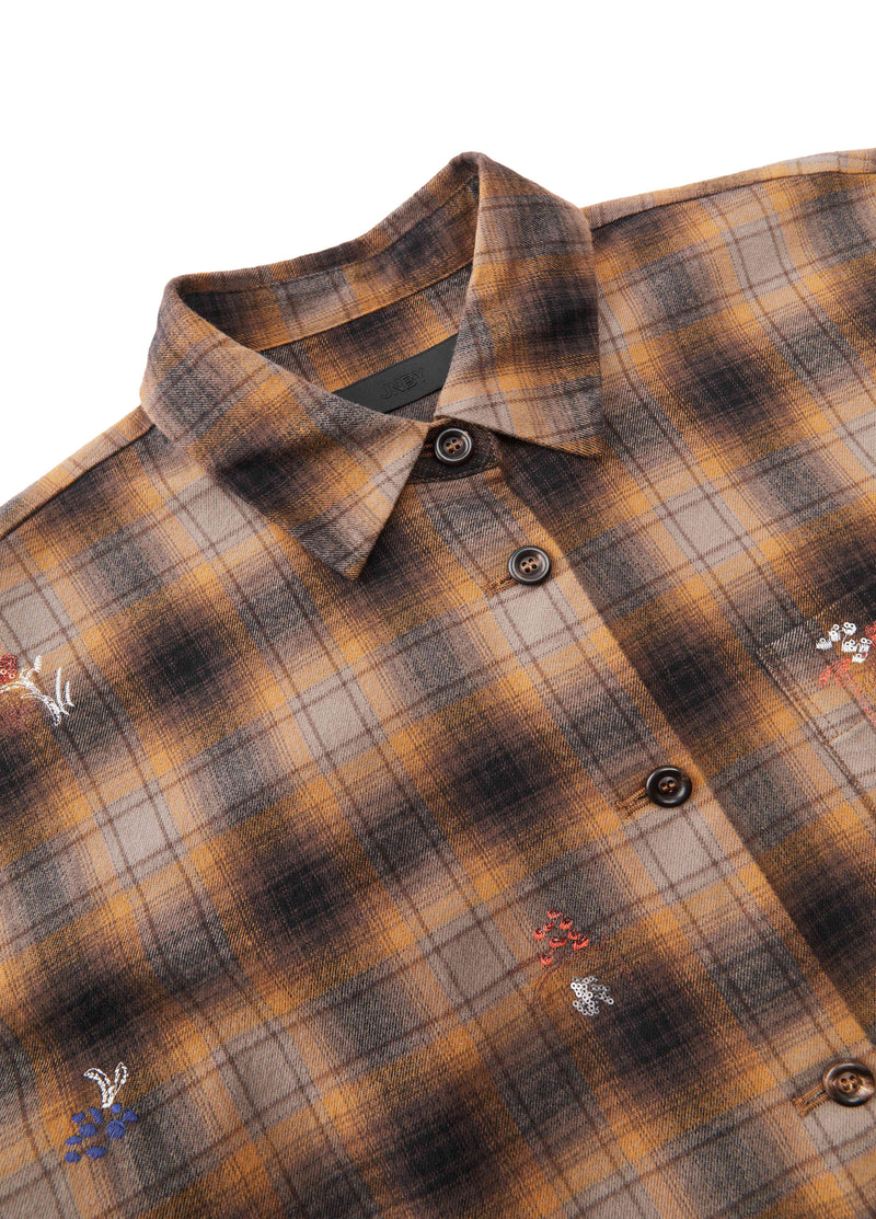 Shirt / JNBY Oversized Cotton Plaid Shirt with Embroidery
