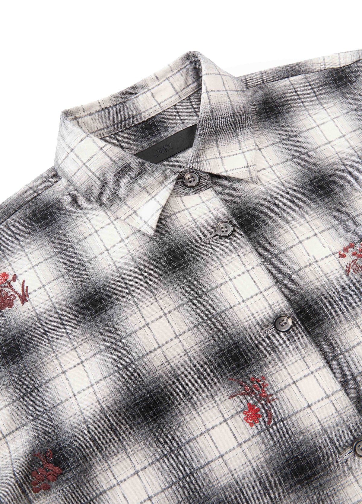 Shirt / JNBY Oversized Cotton Plaid Shirt with Embroidery