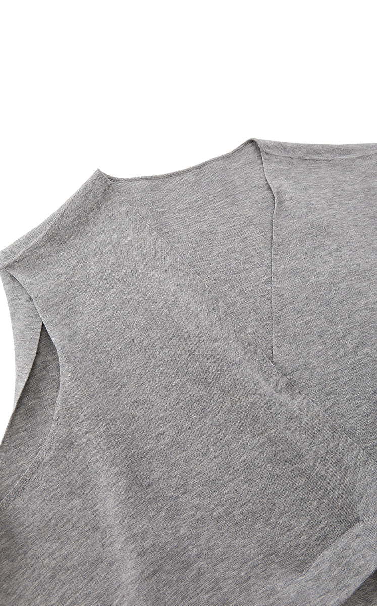 Knit Top / JNBY Deep V Cotton Blend Folded Waist Slim Vest