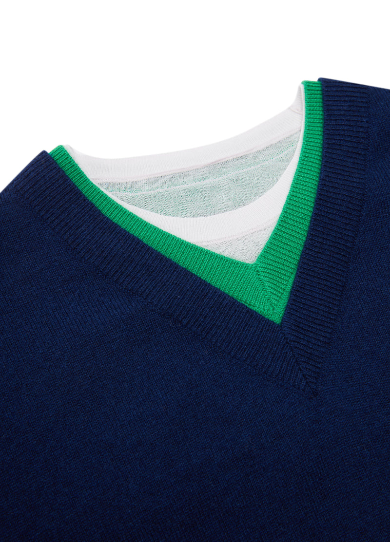 Sweater / JNBY Merino Wool Cashmere Blend V-Neck Pullover