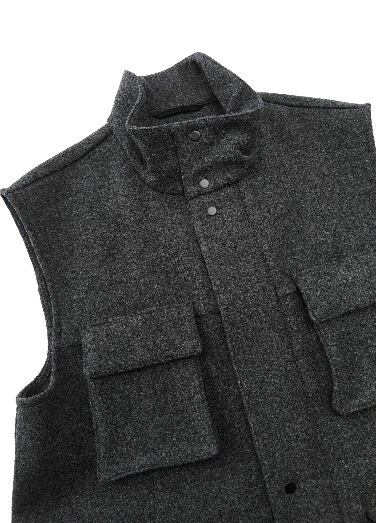 Vest / JNBY Wool Melton Stand Collar Sleeveless Vest