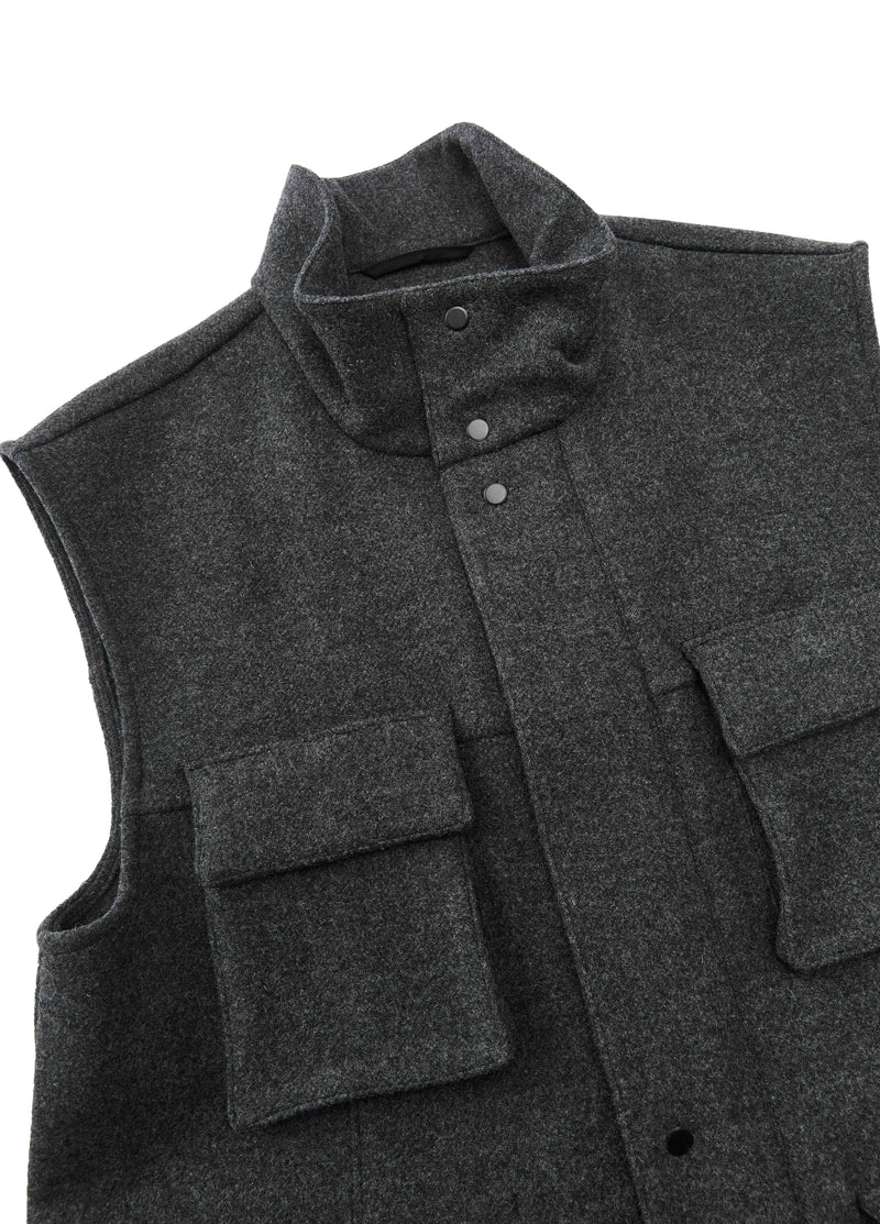 Vest / JNBY Wool Melton Stand Collar Sleeveless Vest