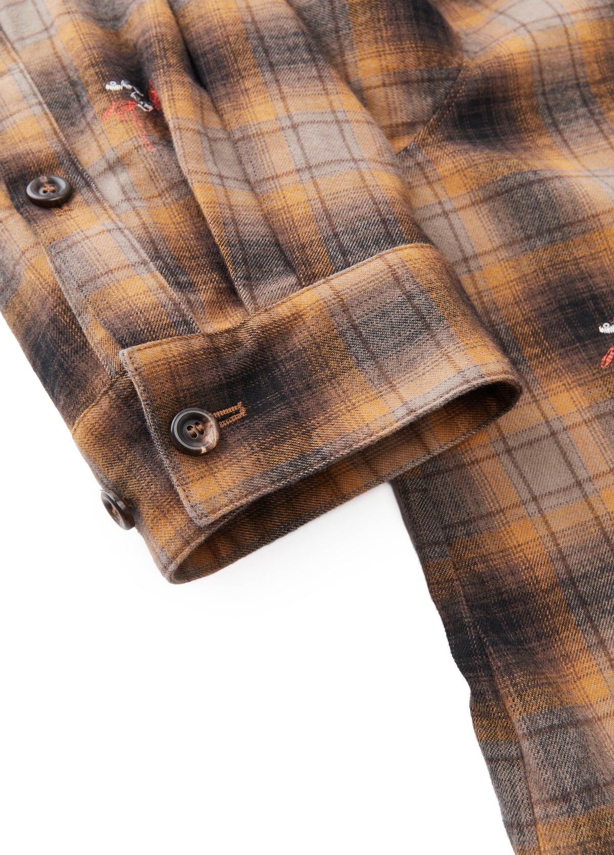 Shirt / JNBY Oversized Cotton Plaid Shirt with Embroidery