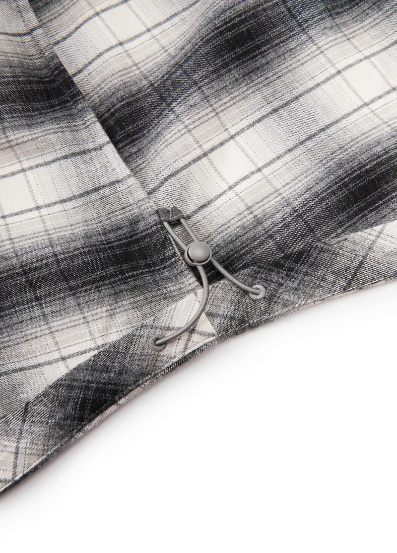 Shirt / JNBY Oversized Cotton Plaid Shirt with Embroidery