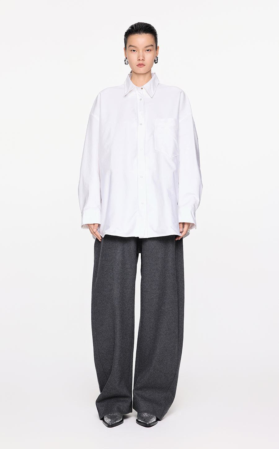 Pants / JNBY Elasticated-Waist Wool Track Pants Grey