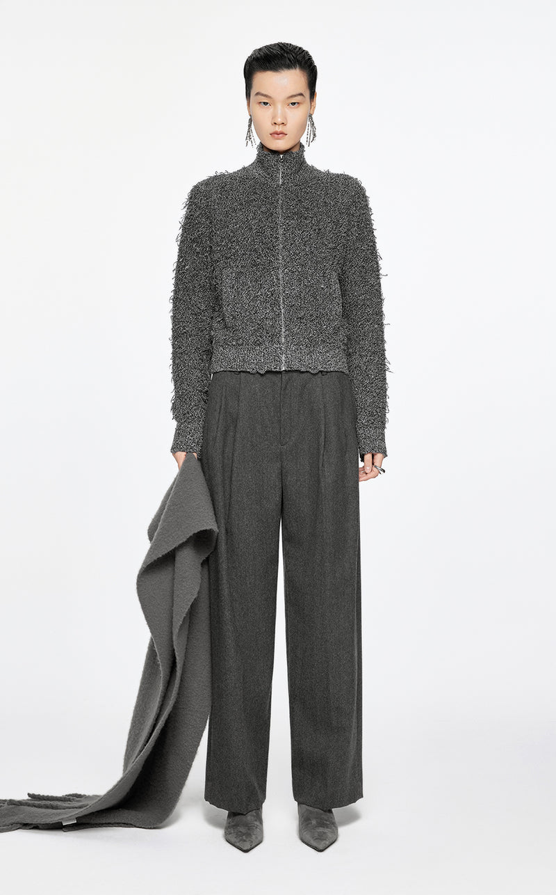 Sweater / JNBY Zip-Up Wool Knitted Cardigan Grey