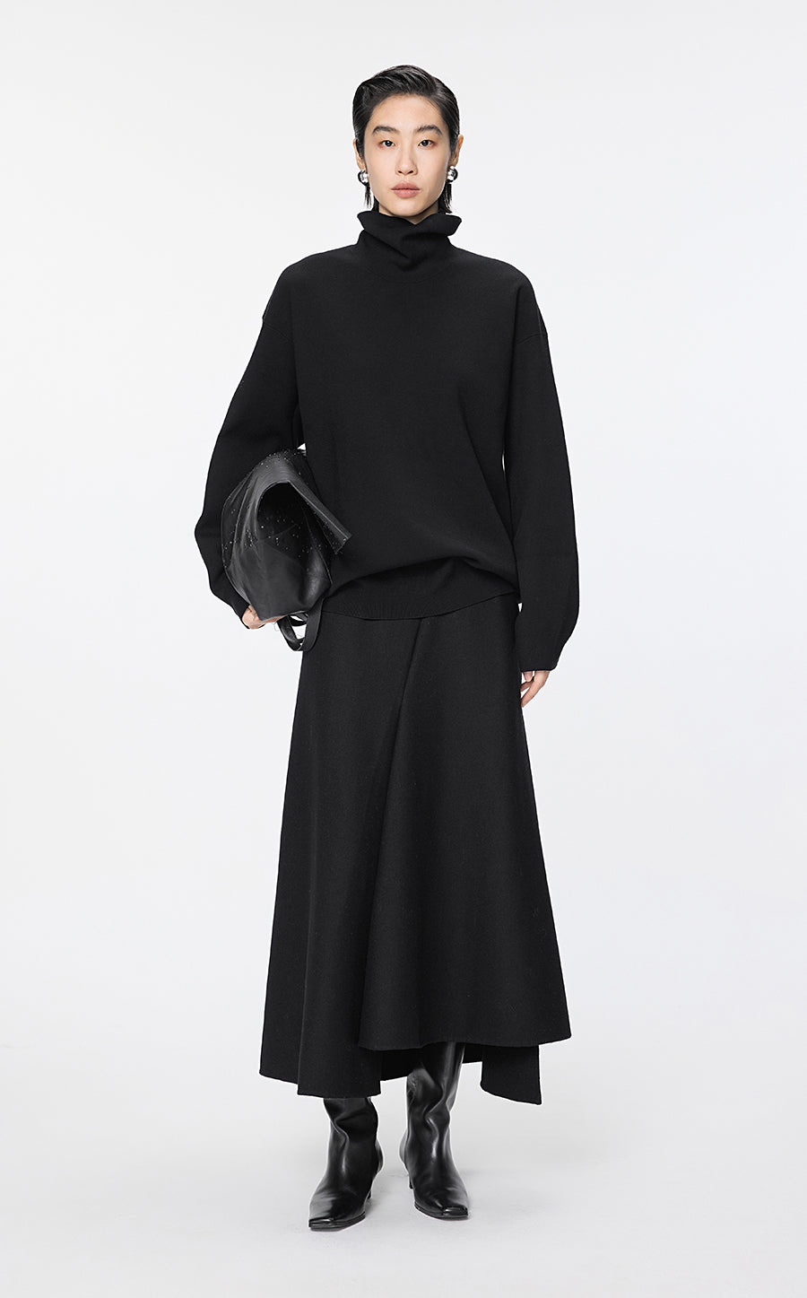 Skirt / JNBY Tailored Twill A-Line Long Skirt Black