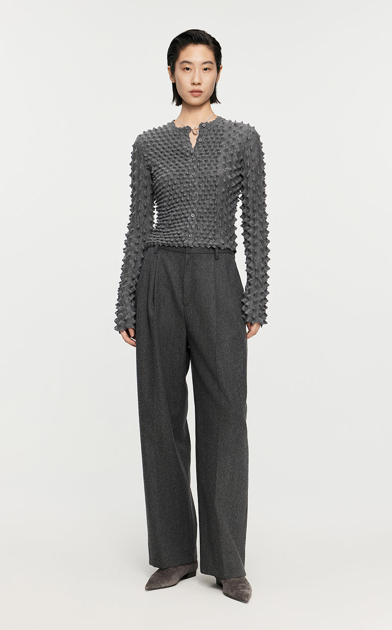 Sweater/JNBY Woolen Pullover knitted Long-sleeved Sweater Grey