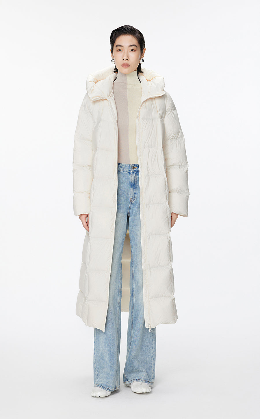 Coat / JNBY Imported Duck Down Boxy Stitching Puffer White