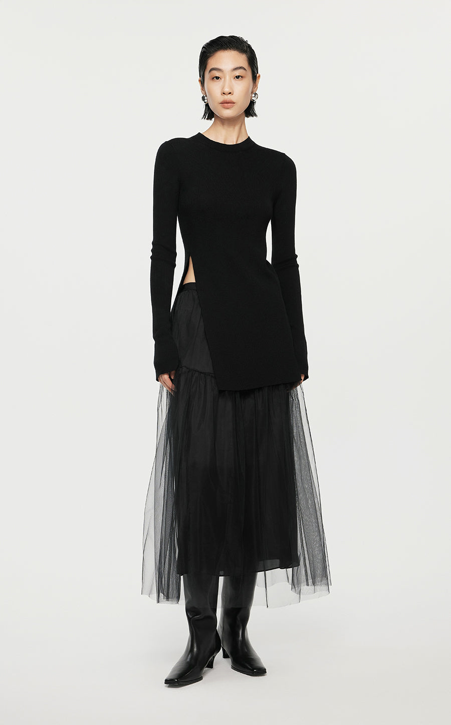 Skirt/JNBY A-line Loose Fitting Long Skirt Black