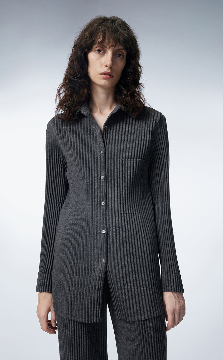 Shirt / JNBY Slim Fit Pleats Long-sleeve shirt Grey