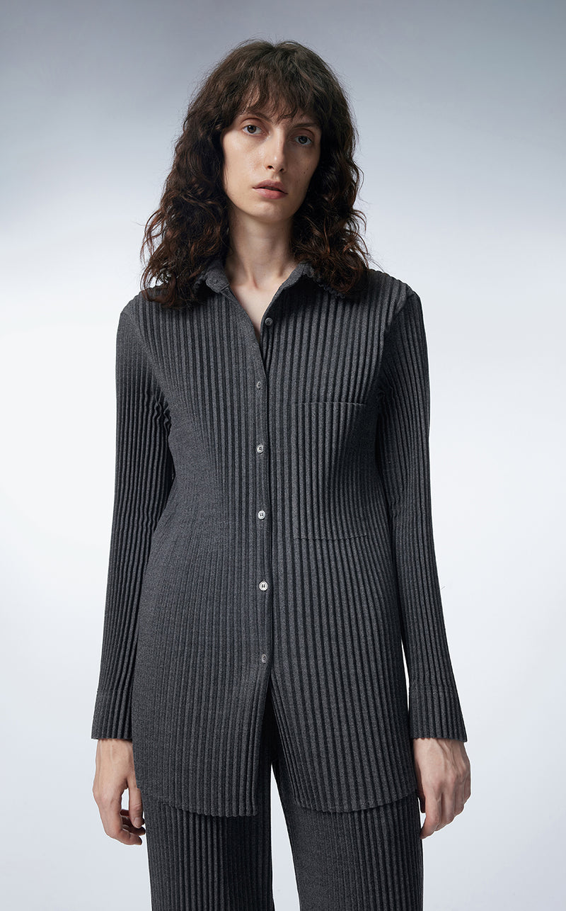 Shirt / JNBY Slim Fit Pleats Long-sleeve shirt Grey