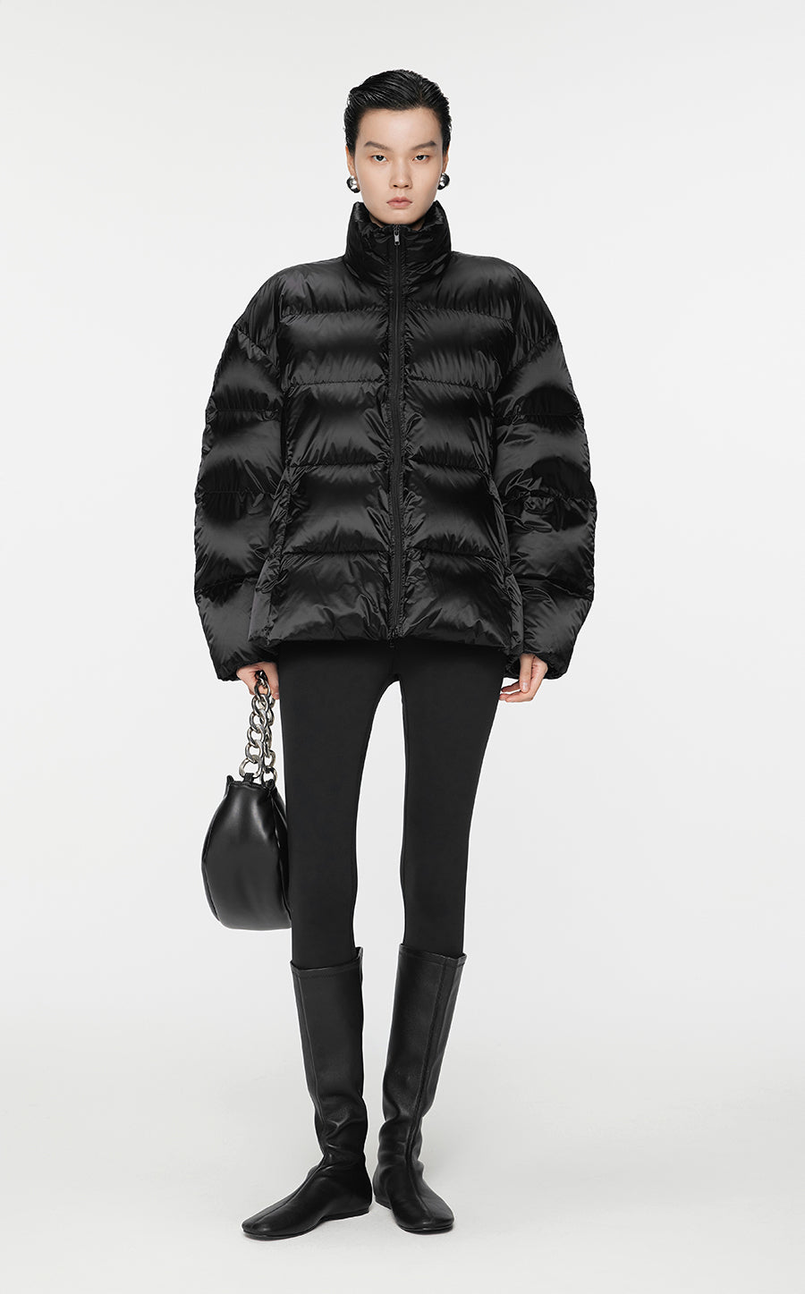 Downcoat / JNBY Oversize Stand-Collar Nylon Down Coat Black