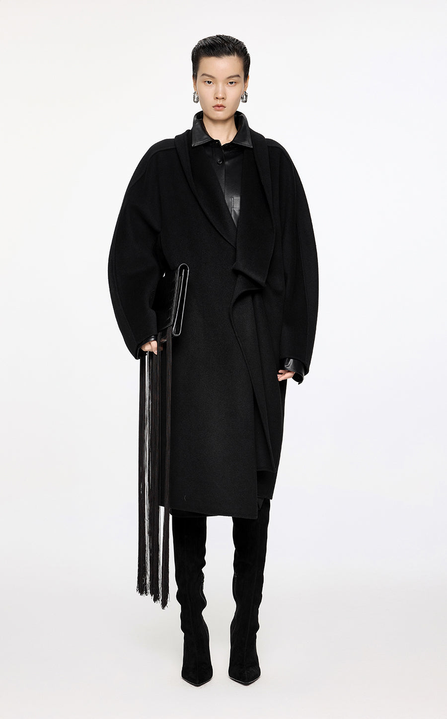Coat / JNBY Pleated Wool Coat Black