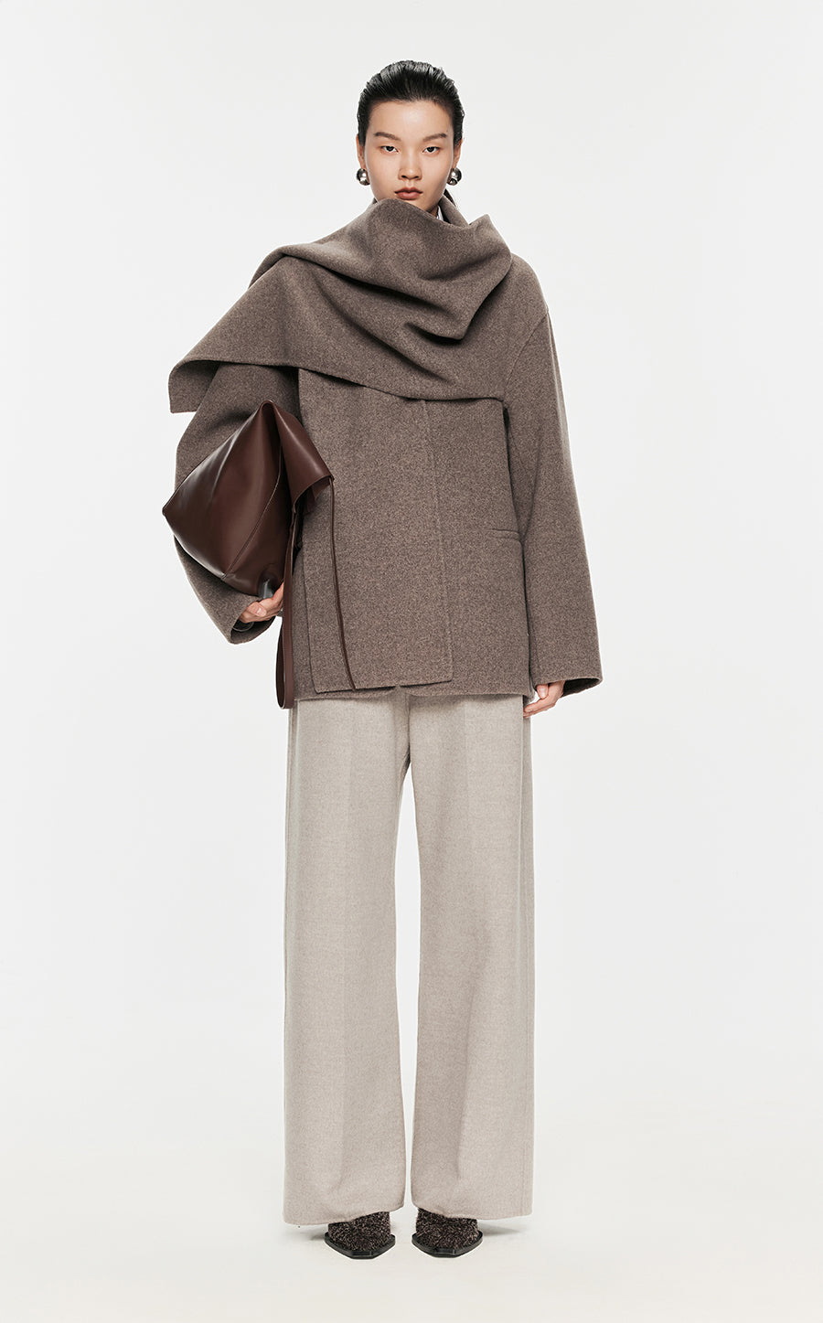 Coat / JNBY Oversize Wool-blend Cape Coat Brown