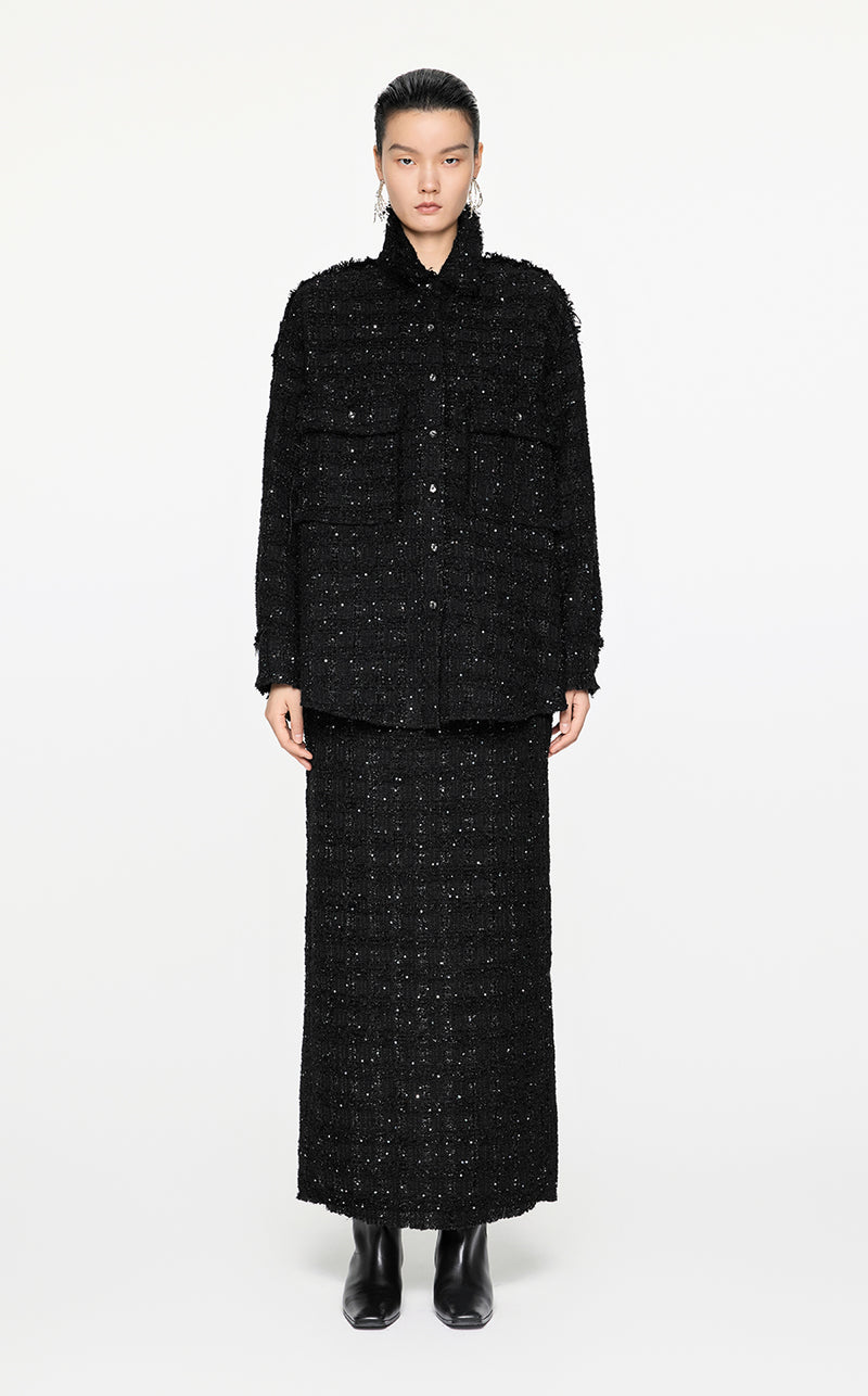 Skirt / JNBY Jacquard H-shaped Long Waist Skirt Black