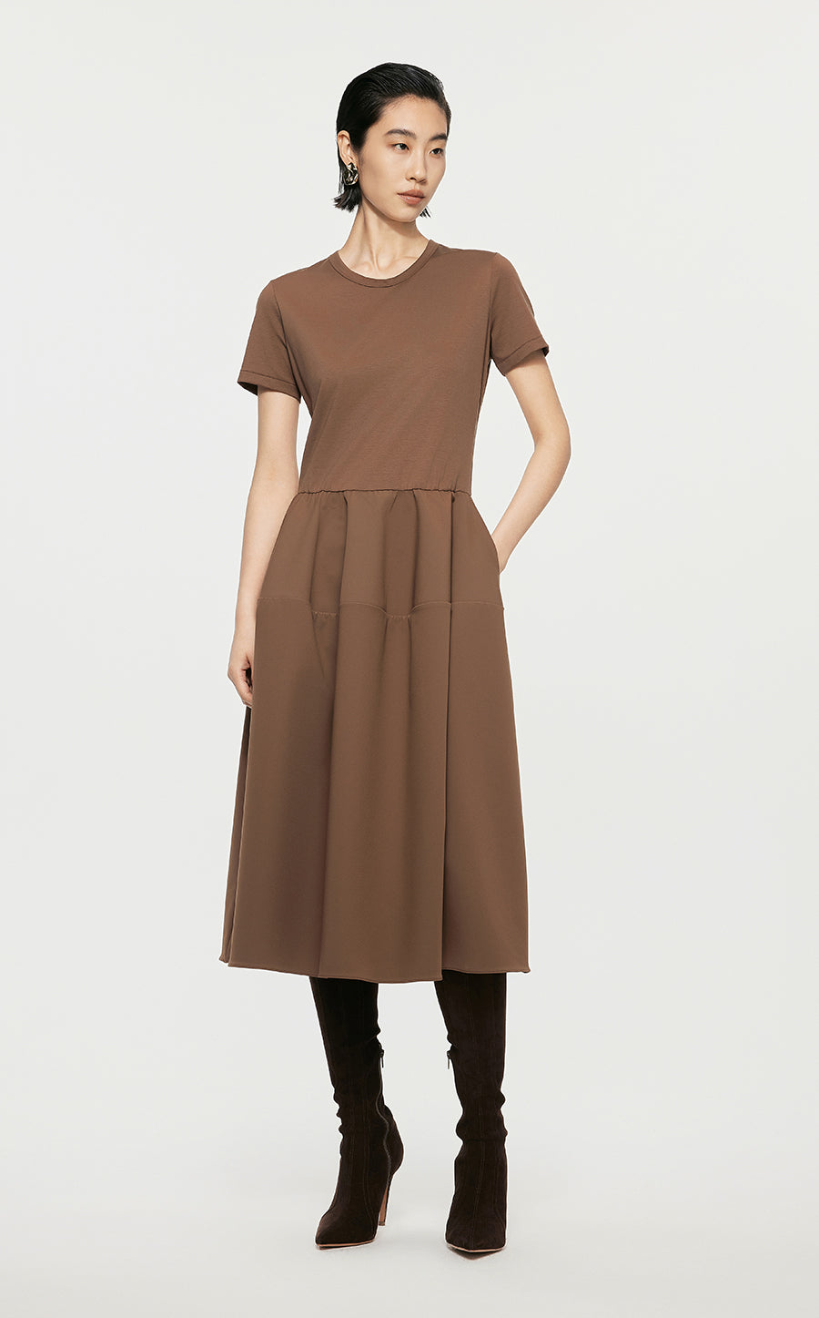 Dresses/JNBY A-line Short-sleeved Dresses Brown