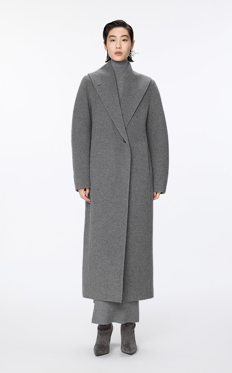 Coat / JNBY Tailored Wool Ultra-Long Coat Grey