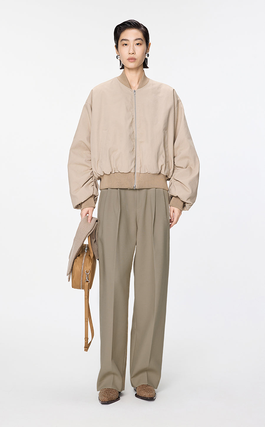 Pants / JNBY Modern Tailored Straight Trousers Khaki