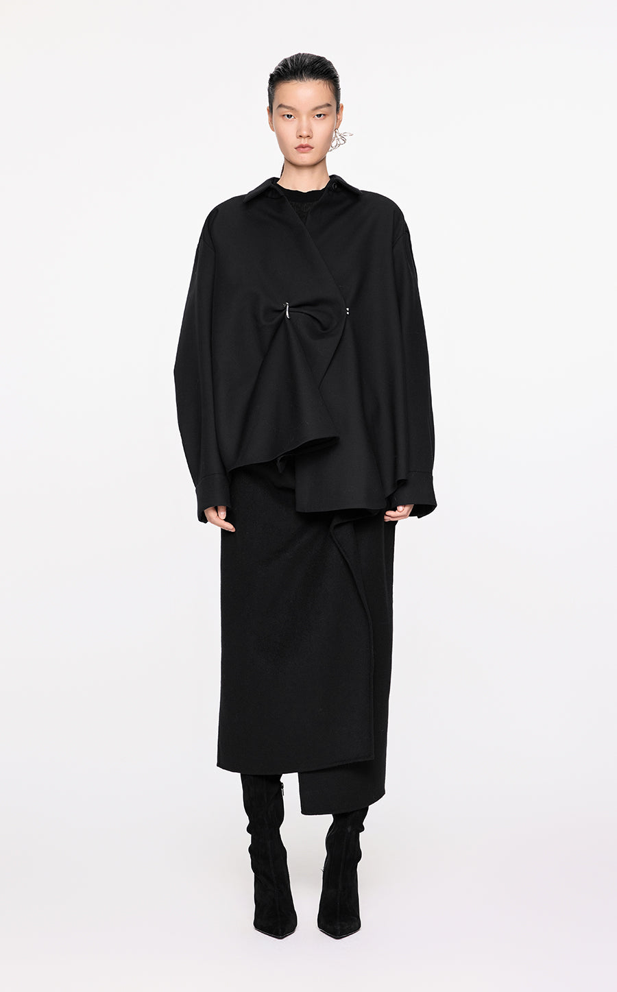 Coat / JNBY Oversize Buttoned Shirt Jacket Black