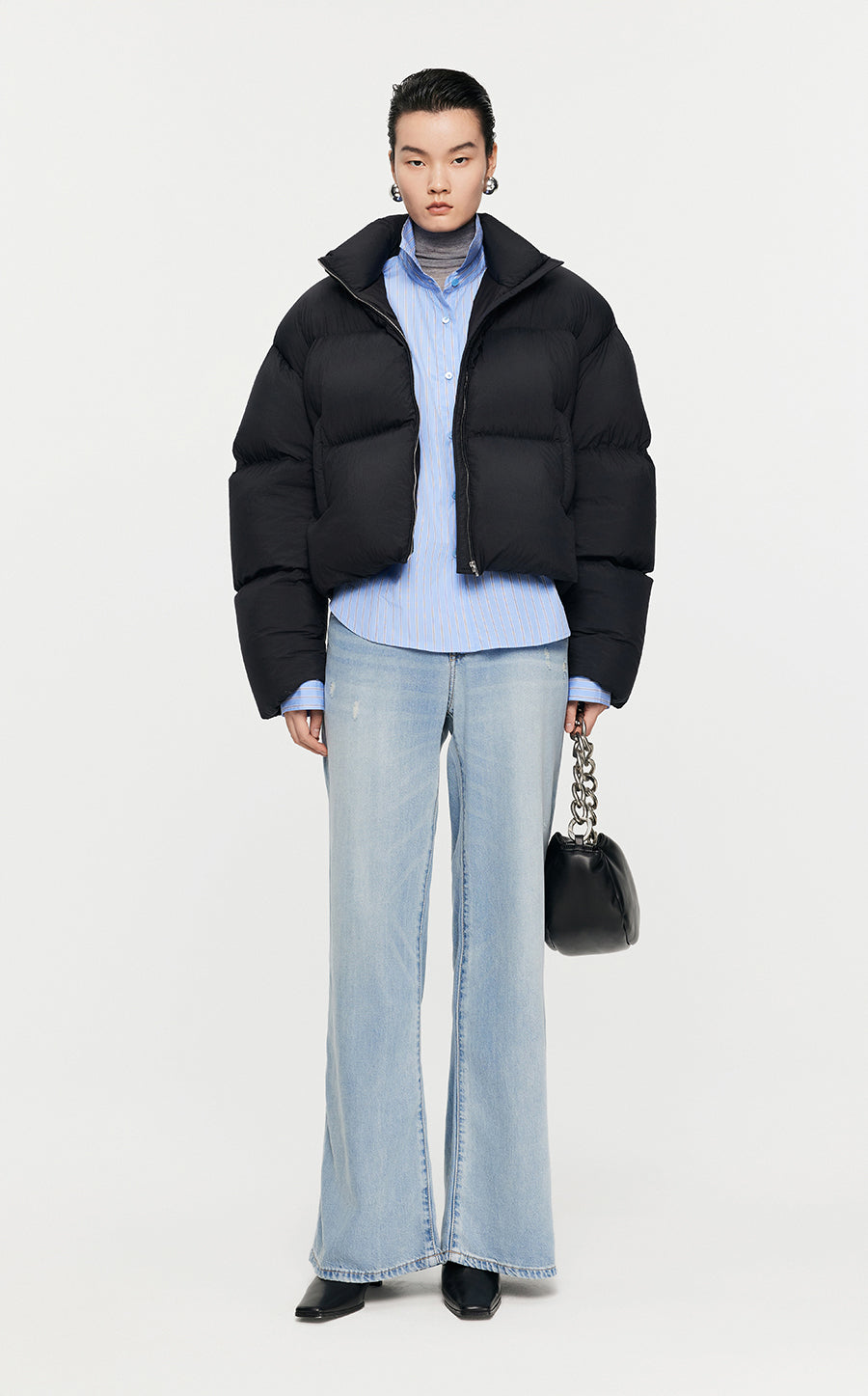 Coat / JNBY O-Shape Cropped Down Coat Black