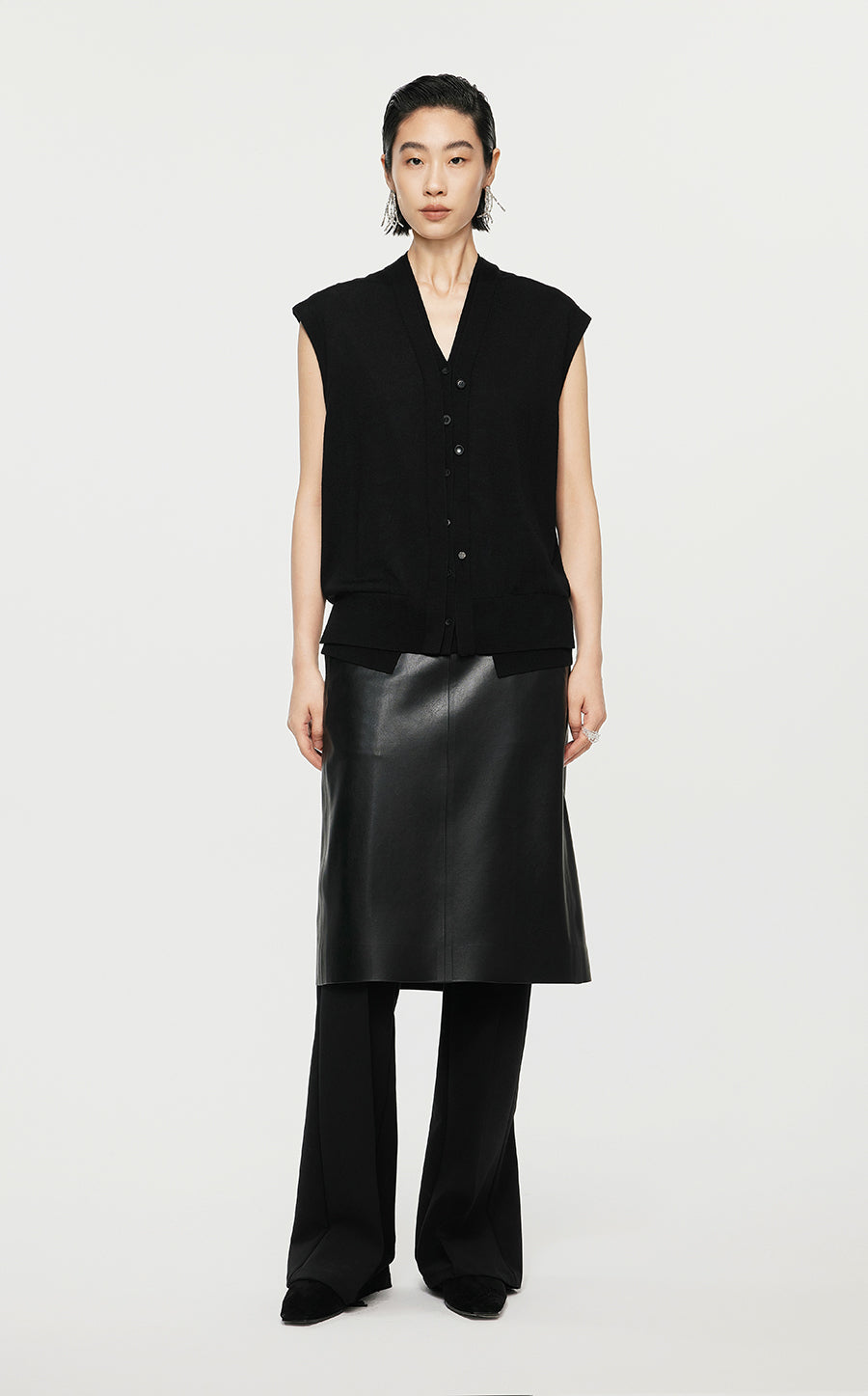 Vest/JNBY Collarless Thin Knit Vest Black