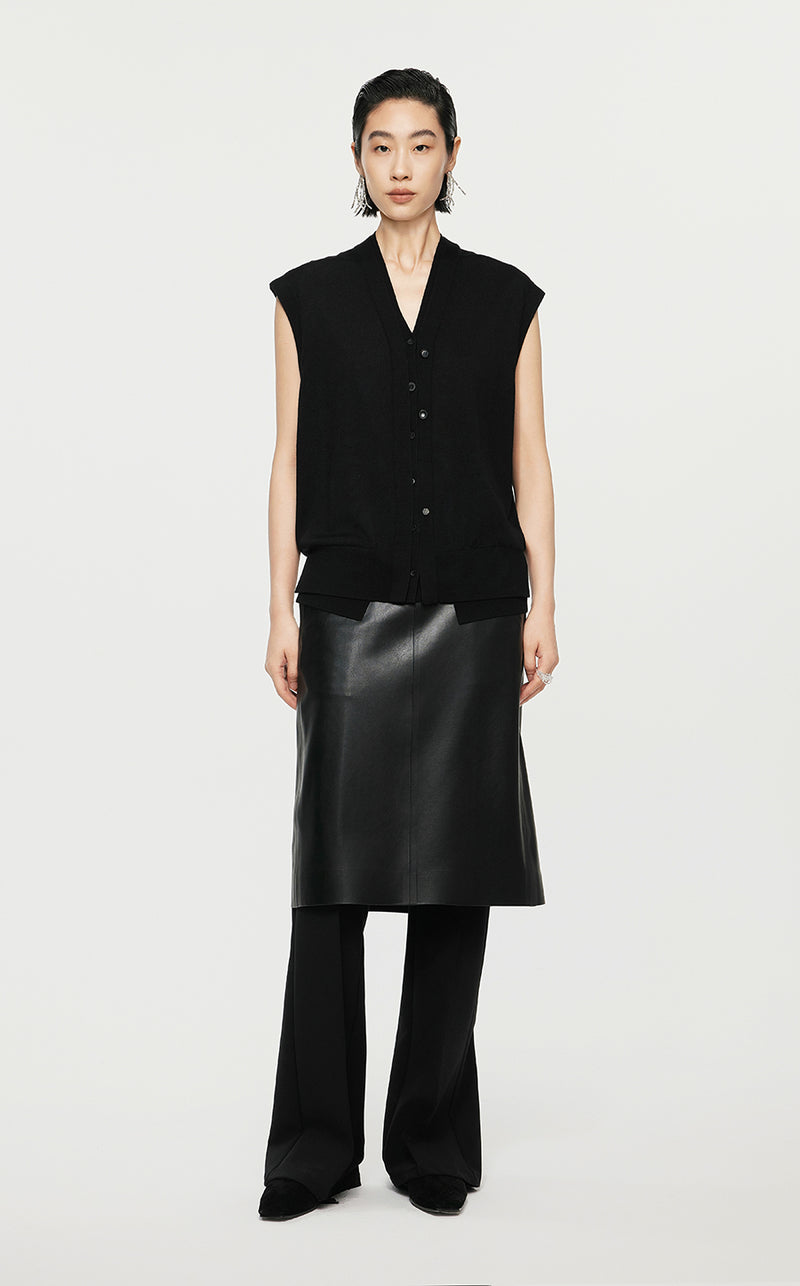 Vest/JNBY Collarless Thin Knit Vest Black