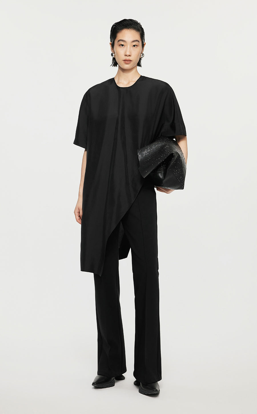 Top/JNBY Asymmetric Short-sleeved Top Black