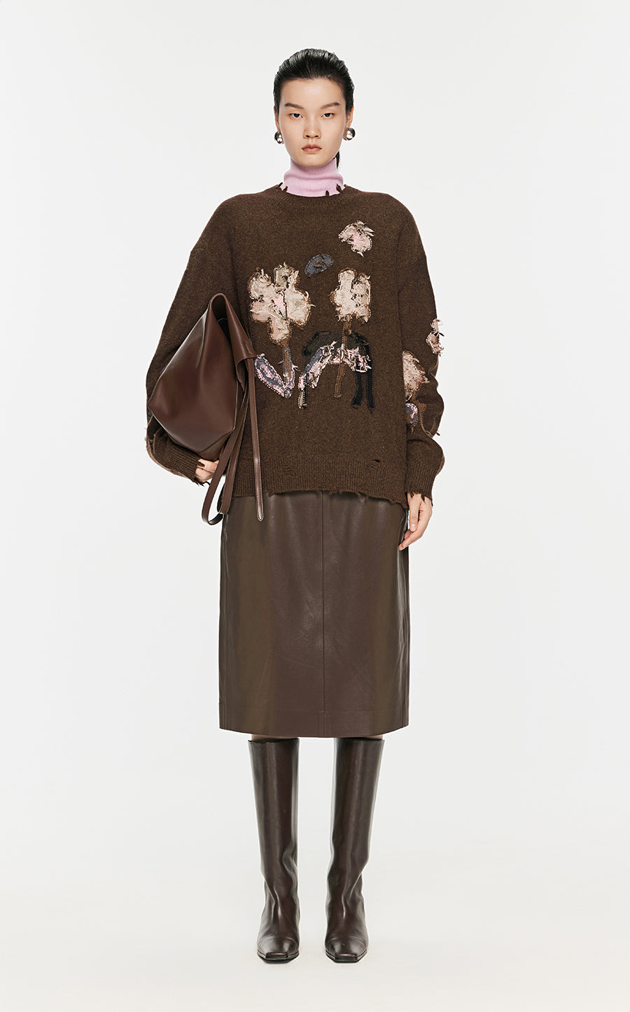 Sweater / JNBY Floral-pattern Oversize Jumper Brown