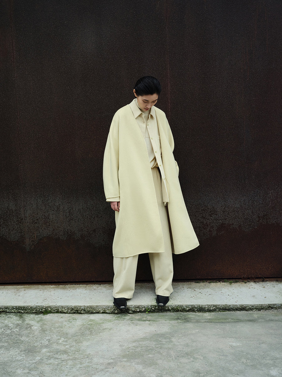 Coat / JNBY Wool-blend Cashmere Mid-length Coat LightYellow