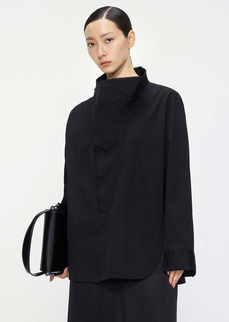 Shirts / JNBY Loose Fit Stand-Collar H-Shape Long Sleeve Shirt Black