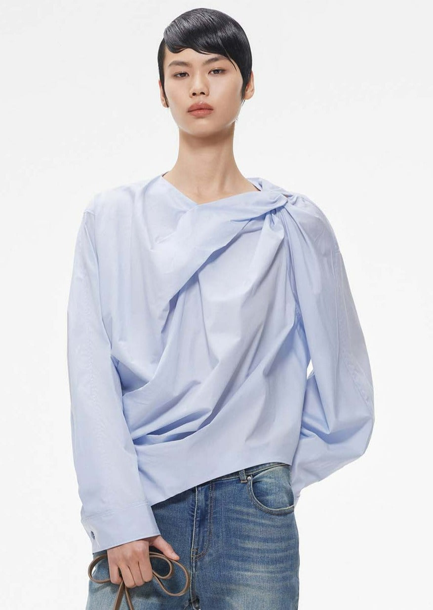Shirts / JNBY Asymmetric Long Sleeve Pullover Shirt Blue