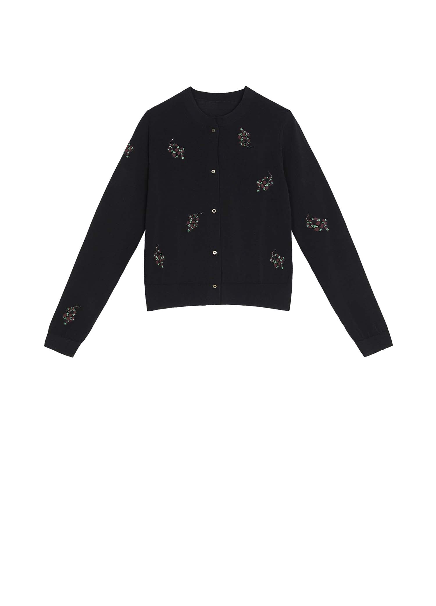 Cardigans / JNBY Classic Jacquard Long Sleeve Cropped Cardigan