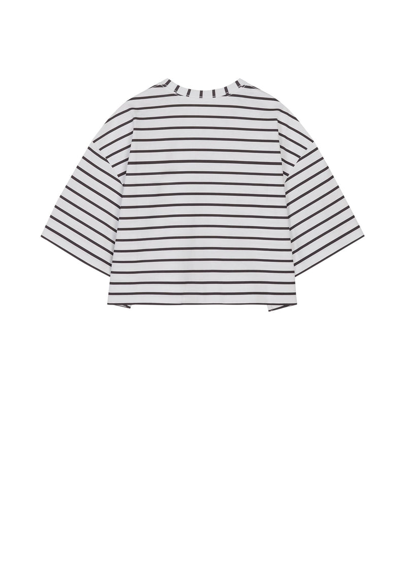 T-Shirt / JNBY Loose Fit Stripped H-Line Cotton T-Shirt
