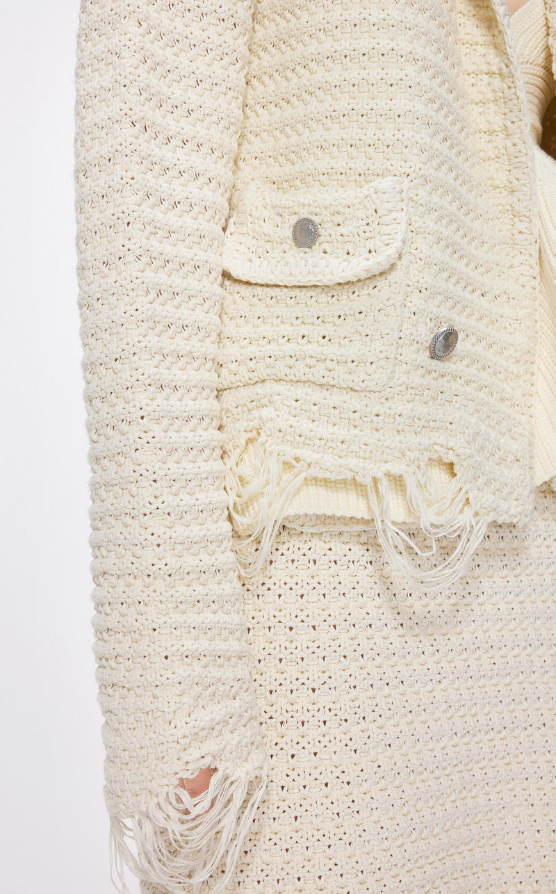 Cardigans / JNBY Loose Fit Irregular Hem Cropped Cardigan