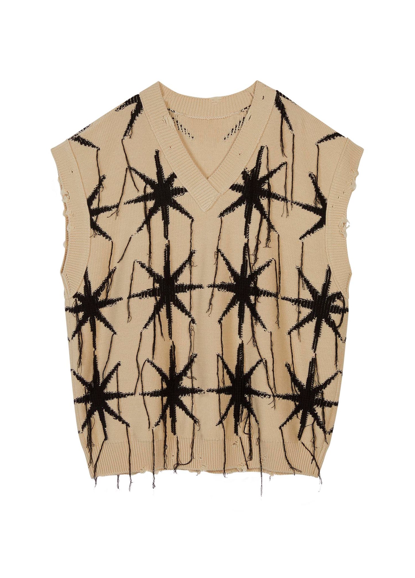 Vest / JNBY Loose Fit V-Neck Knitted Jacquard Vest Khaki