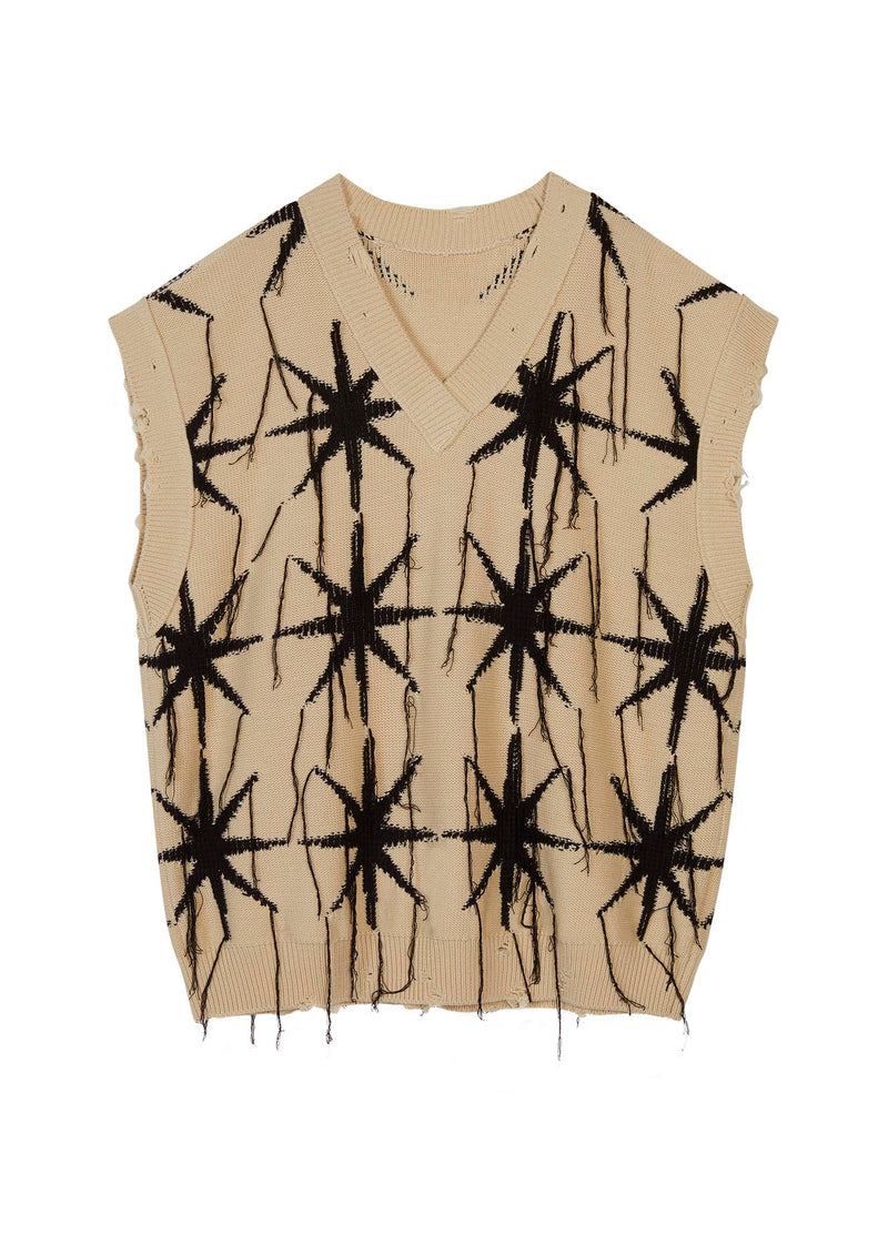 Vest / JNBY Loose Fit V-Neck Knitted Jacquard Vest Khaki