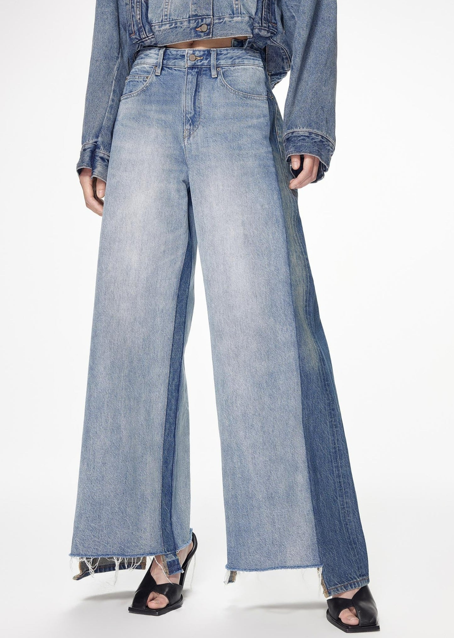Jeans / JNBY Loose Fit irregular Patchwork Jeans Blue