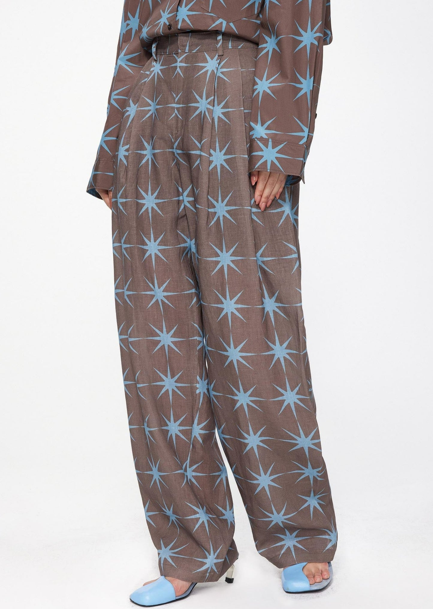 Pants / JNBY Loose Fit Full Print Linen Pants Brown
