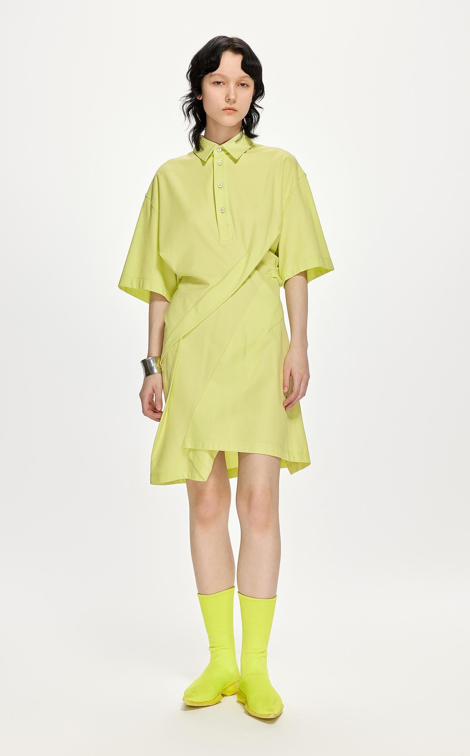 Dresses / JNBY Short Sleeve Shirt Dress (100% Cotton) Yellow